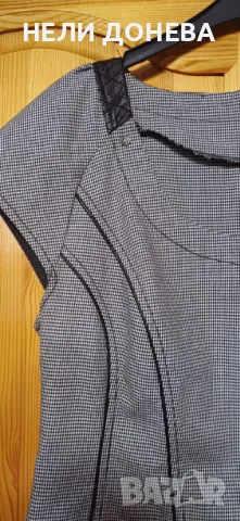 Красива Рокля на Rosi Fashion с Декорации Кожа в "Пипит черно и бяло"! НОВА! ХЛ !, снимка 4 - Рокли - 48261768