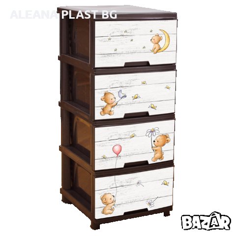 Детски шкаф с четири чекмеджета и  декор, снимка 5 - Мебели за детската стая - 31052351
