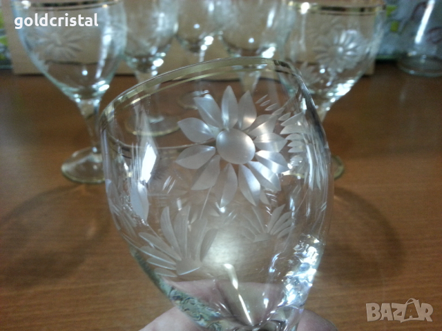 Ретро кристални чаши художествена гравюра , снимка 2 - Антикварни и старинни предмети - 44927750