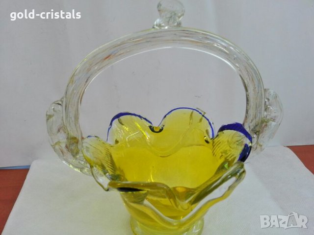 Стъклена купа кошничка , снимка 4 - Антикварни и старинни предмети - 26637568