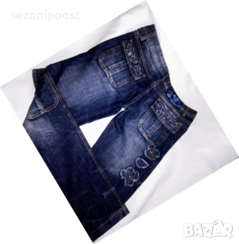 👠Дамски нови дънки с цветя-М,Л👠