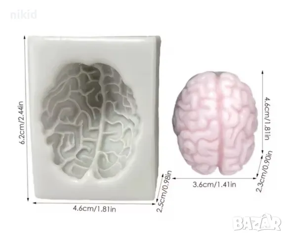 3D Мозък силиконов молд форма фондан шоколад гипс сапун свещ декор, снимка 3 - Форми - 49329742
