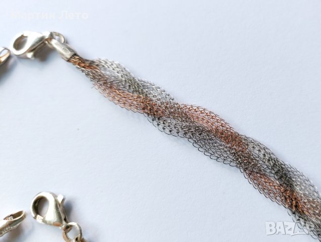 Сребърно колие и гривна. 925. Много оригинална плетка., снимка 8 - Бижутерийни комплекти - 38083795