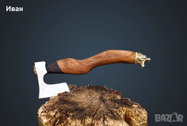 Брадва ръчна изработка, мини мезеджийска брадвичка комплект дъска за рязане мечка , снимка 2 - Ножове - 52909537