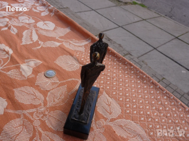 Стара бронзова статуетка пластика, снимка 3 - Антикварни и старинни предмети - 53129293