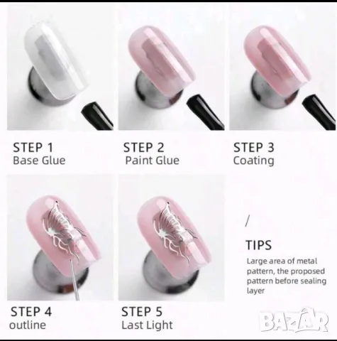 Gel uv металик огледален ефект метален лак за нокти маникюр металически, снимка 4 - Продукти за маникюр - 50135817