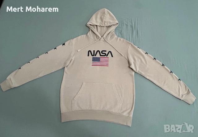 Суитшър H&M NASA с качулка, като ново, размер M, бежов