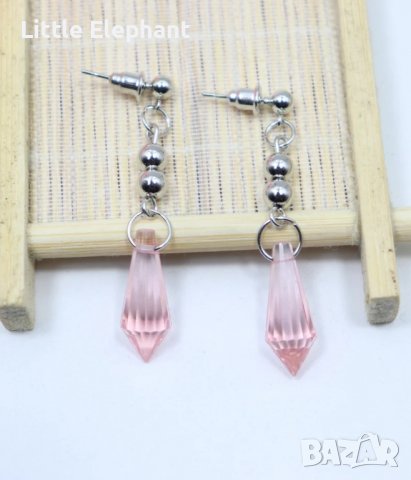 Anime Genshin Impact Tartaglia висящи обеци с кристали,pink/нови