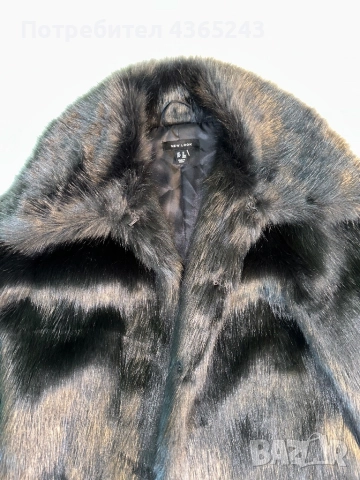 Дамско черно палто/ яке с косъм Чисто НОВО! Размер М, снимка 4 - Якета - 52577034