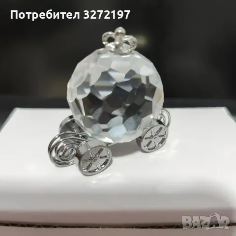 Уникална Елегантна Фигурка на Карета с Кристална Тиква, снимка 3 - Декорация за дома - 48240750