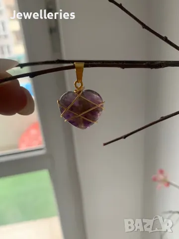 Колие от аметист “Heart”, снимка 2 - Колиета, медальони, синджири - 48263878