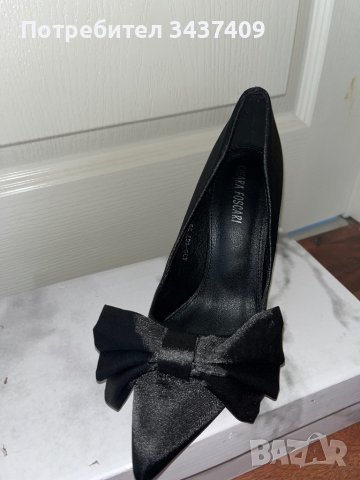 Черни сатенени обувки, снимка 2 - Дамски обувки на ток - 43534848