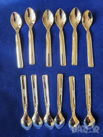 лъжички 12 броя ,малки за кафе, позлатени, производство Япония, нови, дължина 9 см ( 15 лв общо)