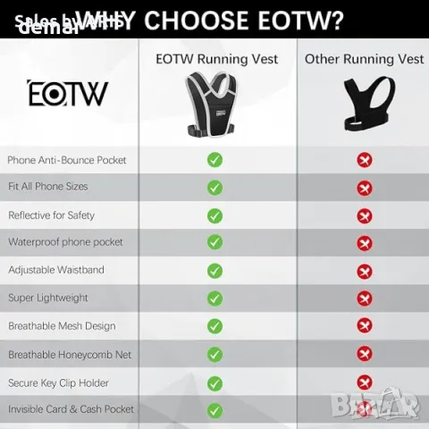 EOTW Жилетка за бягане, светлоотразителна, Аксесоари за мъже и жени, снимка 2 - Други спортове - 50032513