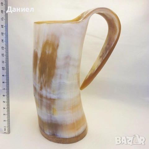 Чаша от естествен рог, тип "Викинг", снимка 2 - Подаръци за мъже - 43051940