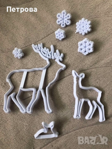 Коледни резци-щампи – елен, сърна, сърненце и снежинки, снимка 3 - Форми - 44476398