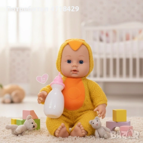 Интерактивна кукла бебе с костюм на животно – говори, смее се и плаче (30 см), снимка 3 - Кукли - 53249607