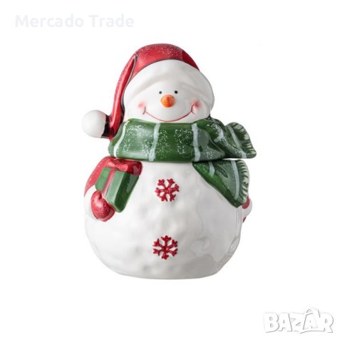Коледна кутия за бисквитки Mercado Trade, Керамика, Снежен човек, снимка 1 - Кутии за съхранение - 43134162