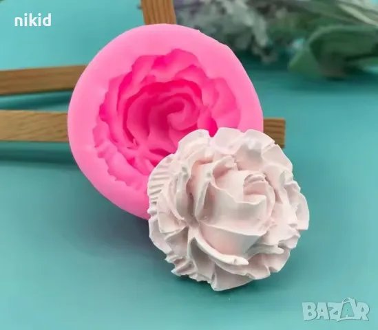 Роза набраздена малка силиконов молд форма фондан шоколад декор