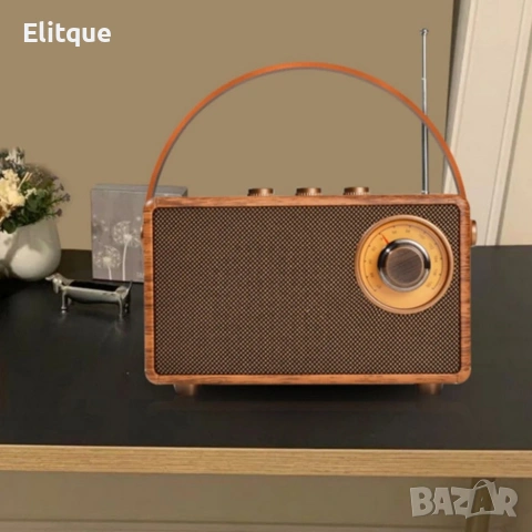 Bluetooth радио колонка AS23, 5W, 1500mAh, Кафява в ретро стил с кожена дръжка, снимка 7 - Радиокасетофони, транзистори - 53441332