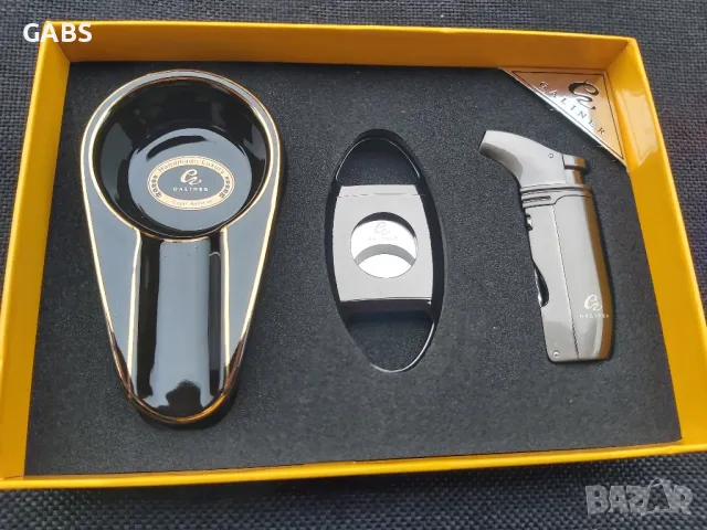 Луксозен комплект за пури GALINER,запалка,резачка и пепелник, снимка 2 - Запалки - 49903541
