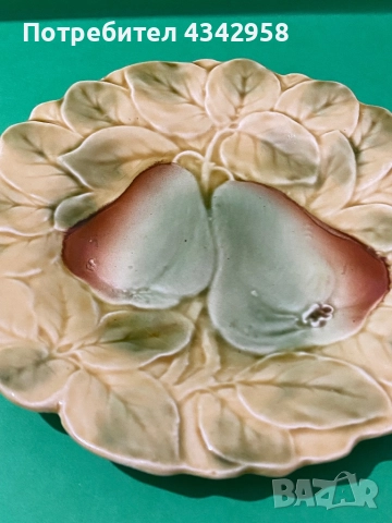 Sarregueminess.Антична чиния (1920-1950г.) от френска майолика, снимка 3 - Антикварни и старинни предмети - 52792202