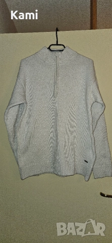 Бежов мъжки пуловер, L размер , снимка 2 - Пуловери - 52921946