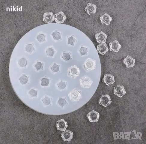 много мини розички ситни рози цветчета цветя силиконов молд форма фондан шоколад декор, снимка 2 - Форми - 49717276