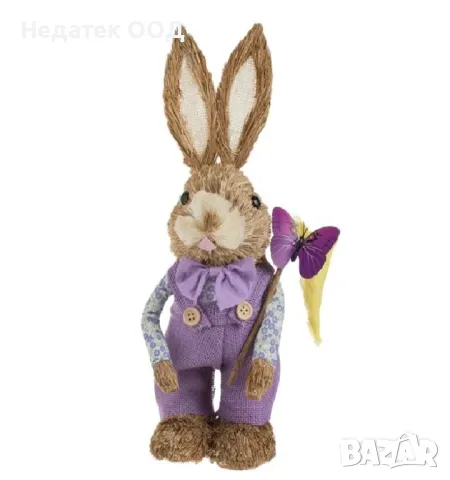 Великденска декоративна украса Заек, Лилав, 36 см, снимка 2 - Декорация за дома - 48690420