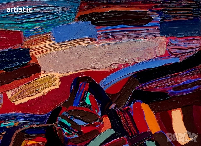 Генко Генков, живописен морски пейзаж - "Лодки", снимка 4 - Картини - 52913531