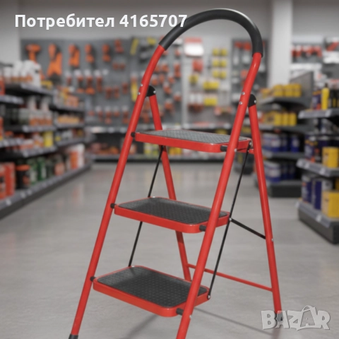 Лека сгъваема стълба – 3 Стъпала, до 150 кг, супер компактно прибиране, снимка 2 - Други стоки за дома - 52751787