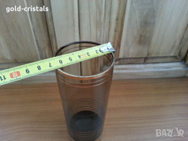 Стъклена ваза вазичка цветно стъкло с позлата , снимка 3 - Антикварни и старинни предмети - 33118137