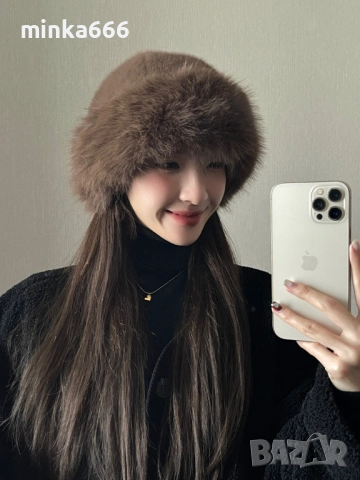 Дамска шапка с косъм., снимка 3 - Шапки - 51910671