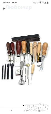 Комплект за изработка и ремонт на кожени изделия, инструменти за кожени изделия 19 части, перфоратор, снимка 5 - Инструменти за гравиране - 53424360