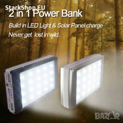Соларна външна батерия power bank 60000mah с led фенер телефон iphone, снимка 2 - Външни батерии - 27873367