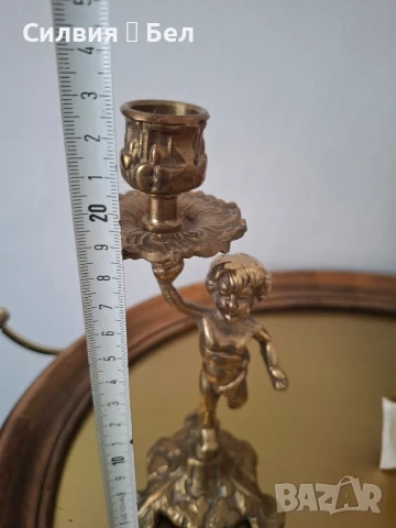 Свещник с фигура на херувим , снимка 5 - Антикварни и старинни предмети - 50926855