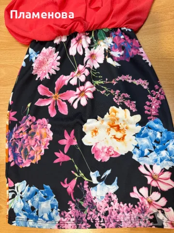 Дамска лятна рокля с цветя - S/M, снимка 2 - Рокли - 49336946