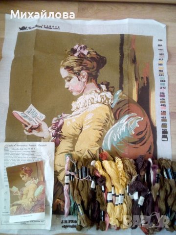 Гоблен за бродиране "Момичето с книгата"  , снимка 6 - Гоблени - 37334734