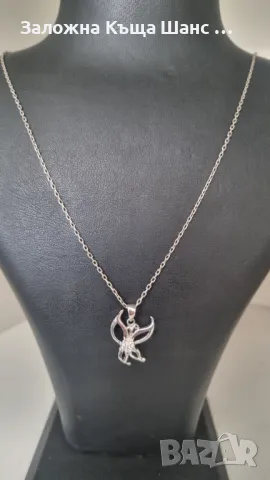 Сребърно синджирче с висулка 925 проба , снимка 3 - Колиета, медальони, синджири - 47447489