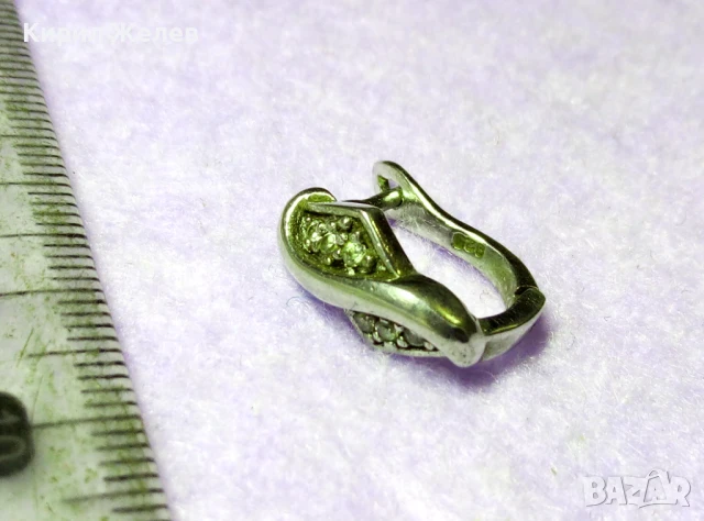 СКЪПОЦЕННА СРЕБЪРНА ОБЕЦА СРЕБРО 925 АНГЛИЯ с БЯЛА ПОЗЛАТА и ИСКРЯЩИ ЦИРКОНИ 50154, снимка 2 - Обеци - 50542261