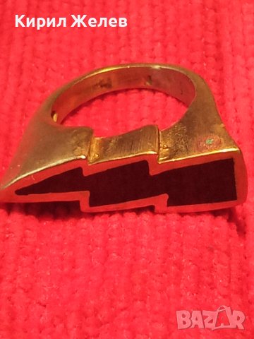 СТАР БРОНЗОВ ПРЪСТЕН - МЪЛНИЯ инкрустиран с ЧЕРЕН ОНИКС РЪЧНА МАЙСТОРСКА РЯДКА ИЗРАБОТКА УНИКАТ 7318, снимка 18 - Антикварни и старинни предмети - 34839583