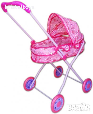 Детска количка за кукли метална с козирка, зимна за легнала кукла - голяма, снимка 1