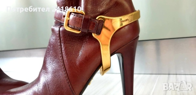 Prada Leather Boots Size 37/1/2 /24см. ОРИГИНАЛ! Дамски Кожени Ботуши!, снимка 13 - Дамски ботуши - 53293645