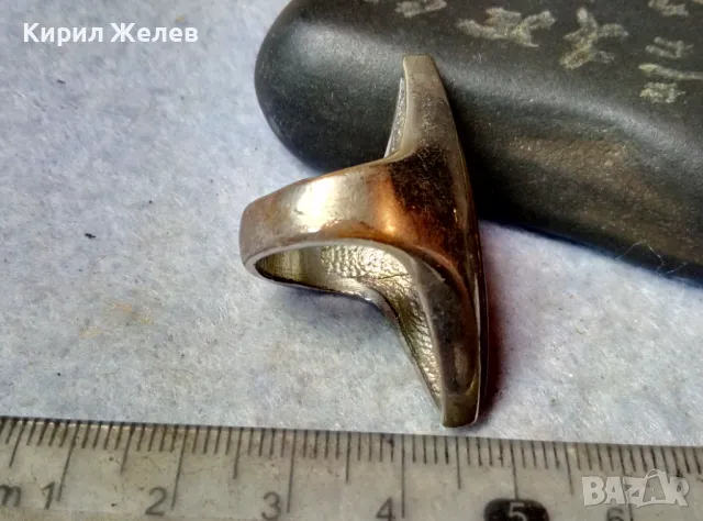КЛАСИЧЕСКИ ПОСРЕБРЕН МЕСИНГОВ РЕТРО СТИЛ СЕДЕФЕН ПРЪСТЕН с ШЛИФОВАН КРАЛСКИ СЕДЕФ 48757, снимка 8 - Пръстени - 48842539