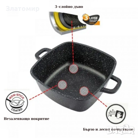 Комплект тенджери – Cheffinger от 3 части с мраморно покритие и капаци + подарък 2 ръкавици, снимка 5 - Съдове за готвене - 53123297