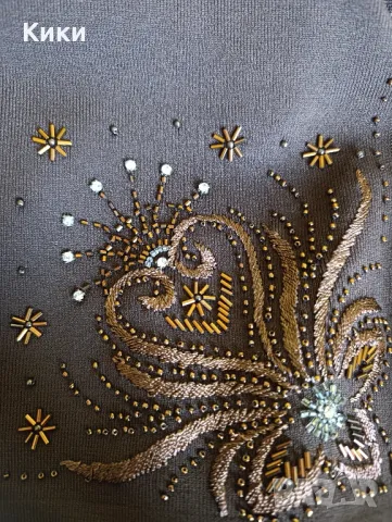 Нов комплект (жилетка с дълъг ръкав и потник) с бродерия и мъниста, размер S, М, има разтегливост, снимка 3 - Комплекти - 48572375