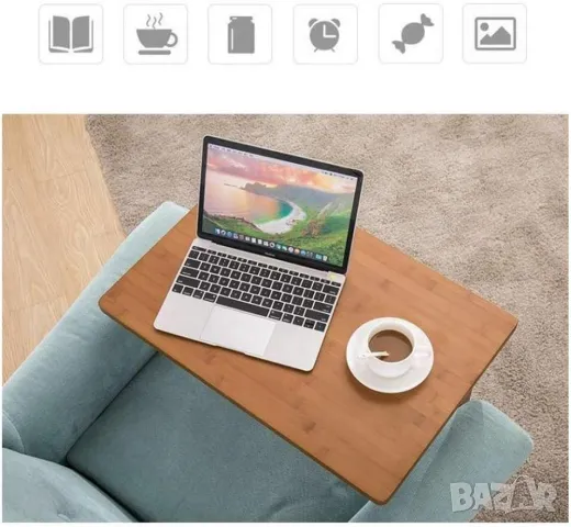 Маса бамбук диван, странична, Z-образно, бюро за лаптоп, нощно шкафче 112, снимка 4 - Маси - 49756462