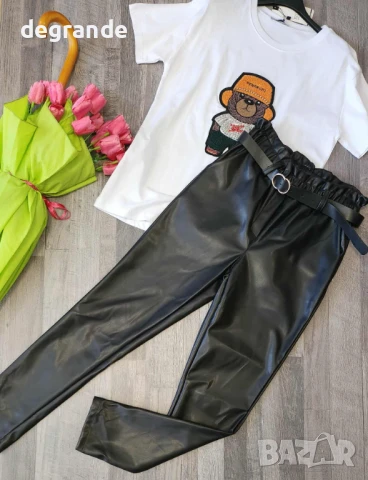 Кожени панталони в Черно Кафяво Зелено , снимка 4 - Панталони - 51389035