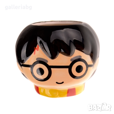 Керамична чаша Harry Potter – 3D глава на магьосник с очила и белег, 200 мл