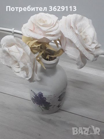 Кашпи и вази с декоративни цветя . Продават се заедно., снимка 4 - Изкуствени цветя - 43384312